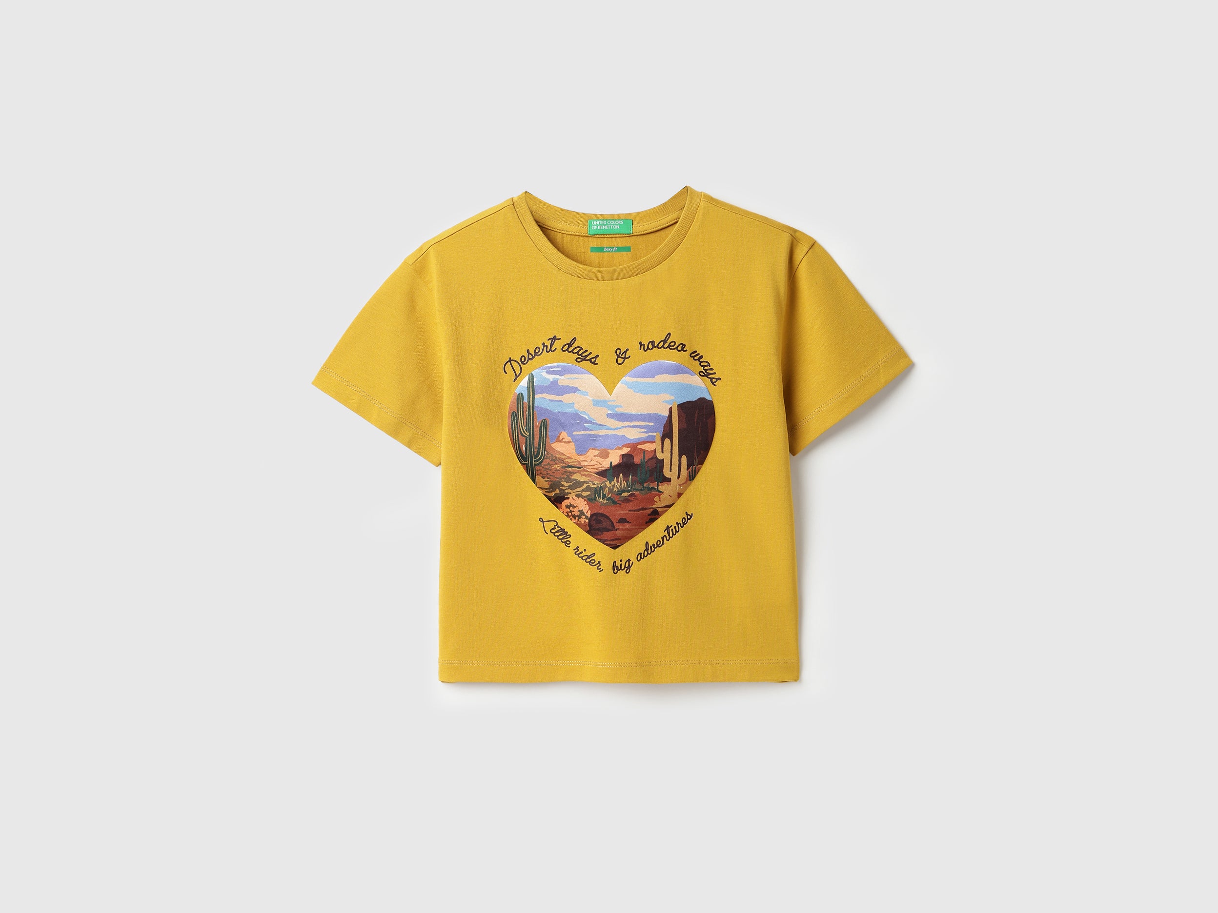 Girls Boxy Fit Round Neck Graphic Print T-Shirt