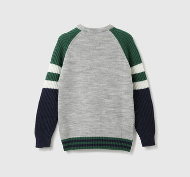 Boys Colorblock Round Neck Sweater