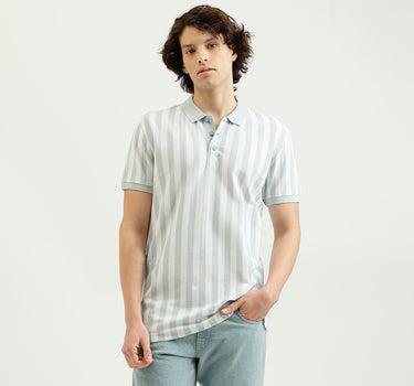 Regular Fit Polo Neck Striped T-Shirt