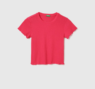 Regular Fit Round Neck Textured Tops