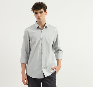 Slim Fit Spread Collar Solid Shirt