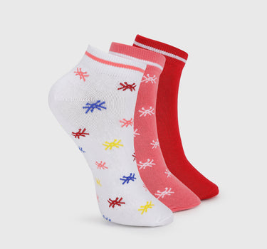 Pack of 3 Solid & Printed Socks