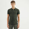 Men's Regular Fit Polo Neck Textured T-shirt