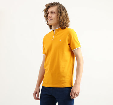 Men Solid Stand Collar T-Shirt