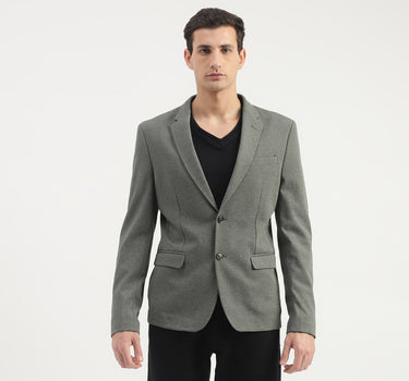 Slim Fit Lapel Collar Solid Coloured Jacket