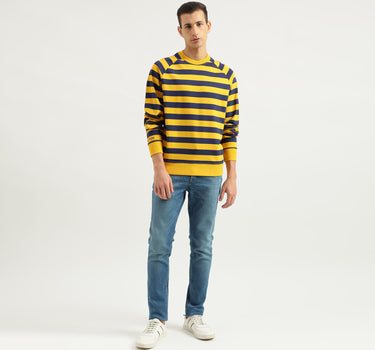 Men's Relaxed Fit Round Neck Striped Sweatshirt