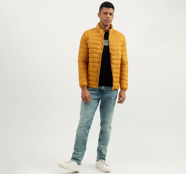 Regular Fit Mock Neck Solid Jacket