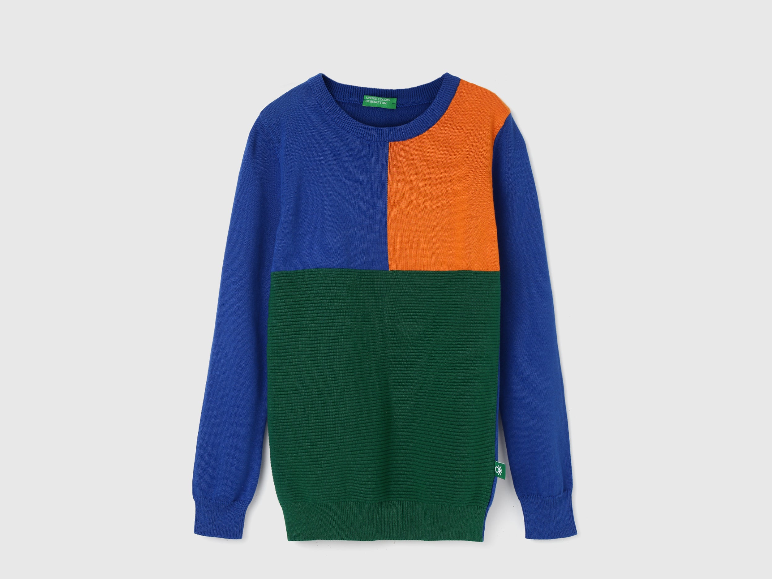 Boy's Regular Fit Crew Neck Color Block Sweaters