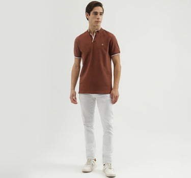 Men's Regular Fit Polo Neck Solid T-Shirt