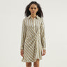 Striped Spread Collar Shirt Dress