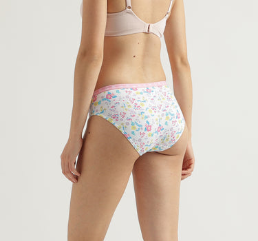 Pack of 3 Floral Print & Solid Colour Low Rise Briefs