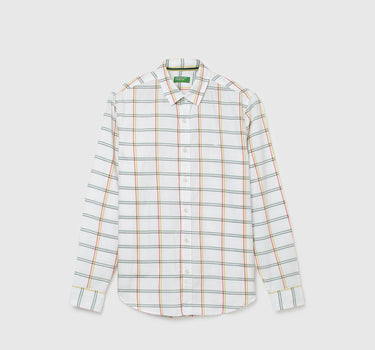 Men Checked Spread Collar Shirt