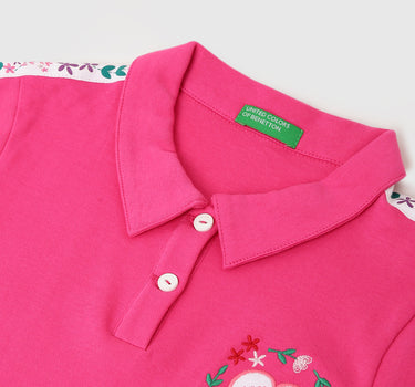 Girls Solid Polo Collar Dress