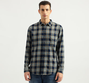 Men's Regular Fit Spread Collar Checked Shirts