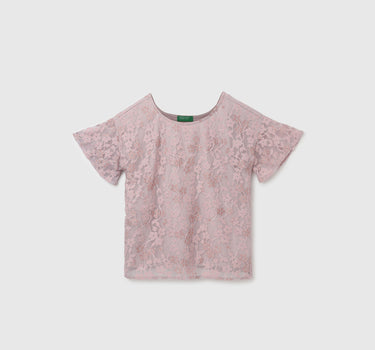 Girl's Regular Fit Round Neck Floral Top