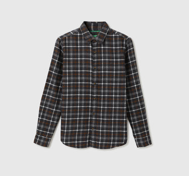 Men Checked Spread Collar Shirt