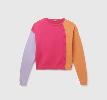 Women's Regular Fit Crew Neck Colorblock Sweater