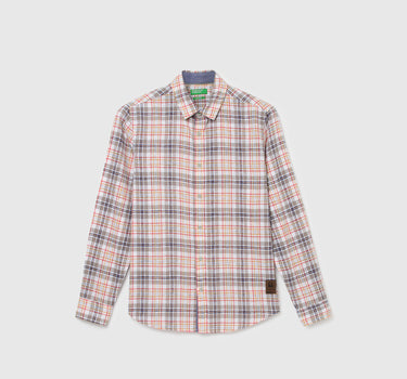 Men Checked Spread Collar Shirt