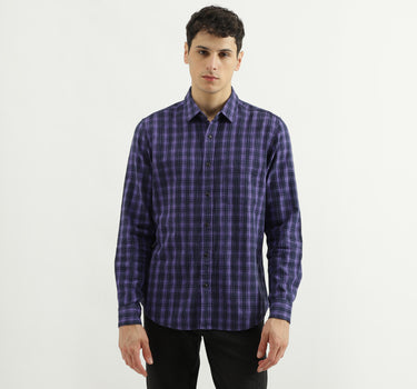 Regular Spread Collar Checkered Shirts