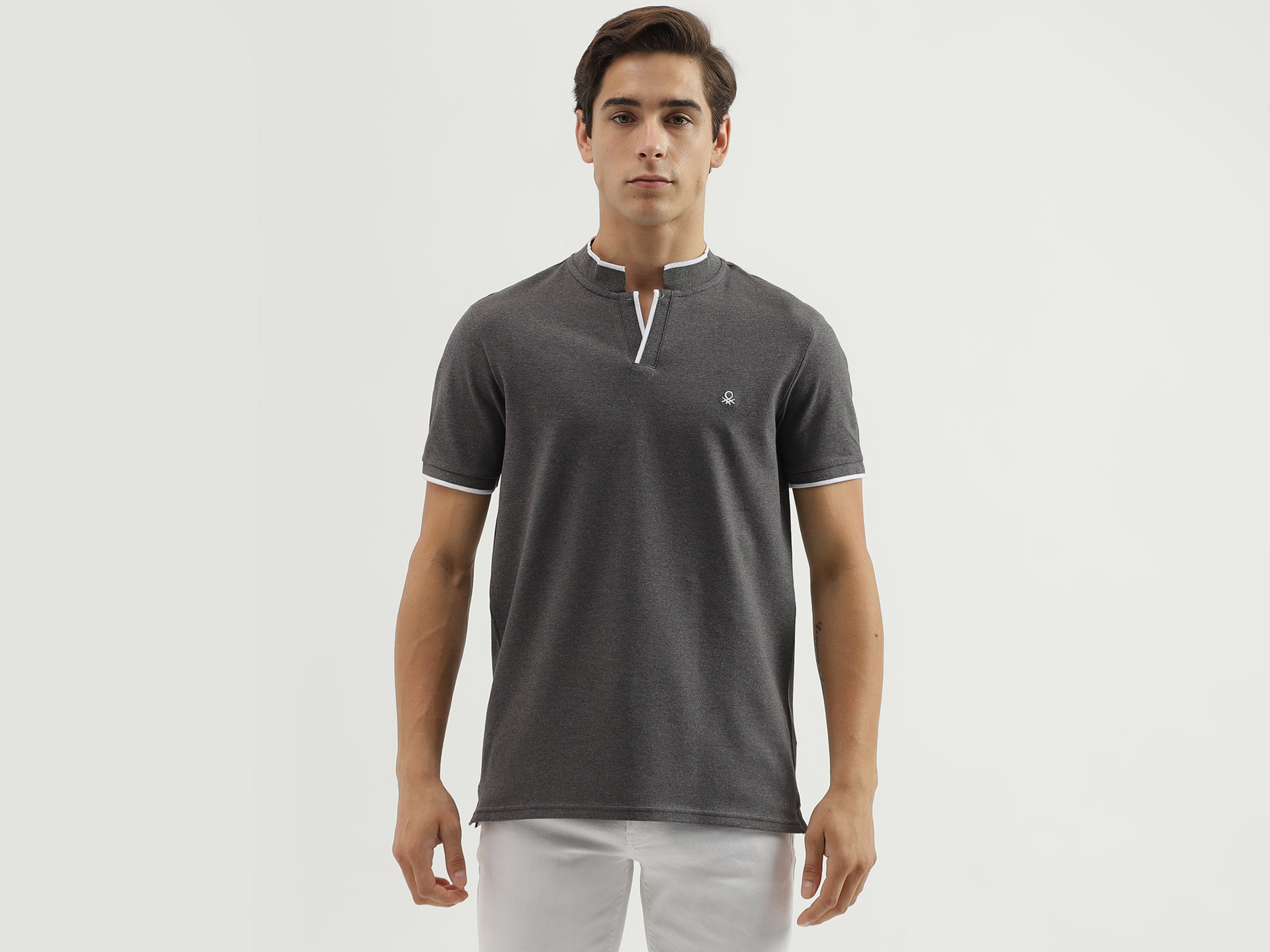 Men's Regular Fit Polo Neck Solid T-Shirt