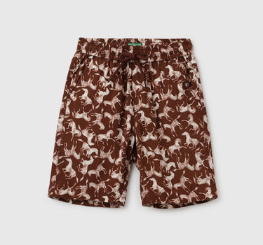 Printed Regular Fit Mid Rise Shorts