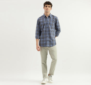 Slim Fit Spread Collar Checkered Shirt