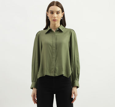 Regular Fit Spread Collar Solid Shirt