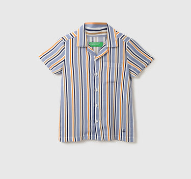 Boys Striped Resort Collar Shirt