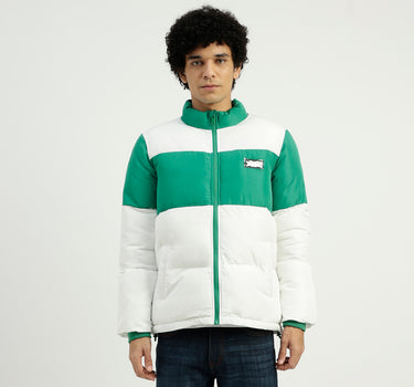 High Neck Colorblock Zipper Jacket