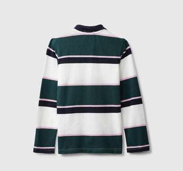 Black And Green Striped Polo T-Shirt