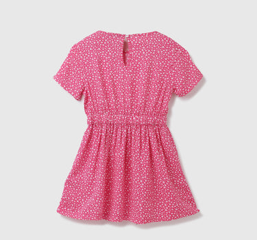 Girls Printed Round Neck Dress