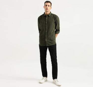 Men's Regular Fit Spread Collar Textured Shirts