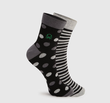 Pack of 2 Striped & Polka Dot Mid-Calf Socks