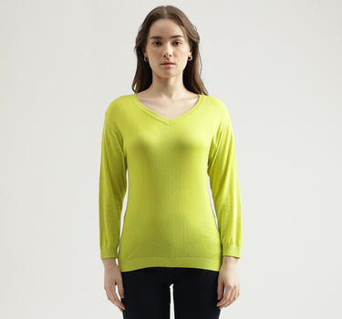 Women's Regular Fit V-Neck Solid Sweater