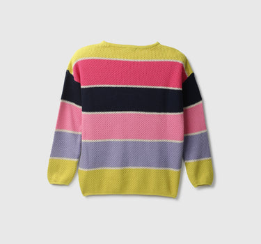 Girls Colorblocked Round Neck Sweater