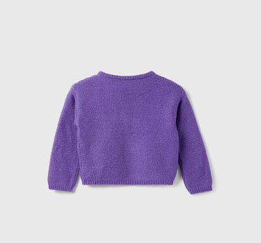 Girl's Cropped Fit Round Neck Cable Knit Sweater