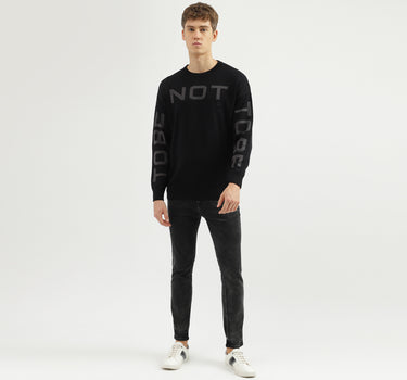 Men's Regular Fit Round Neck Printed Sweater