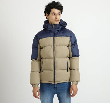 Men Colorblocked Hooded Jacket