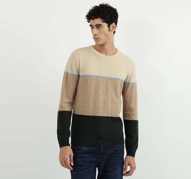 Men Stripe Round Neck Sweater