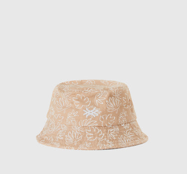 BEIGE HAT WITH LEAF PRINT