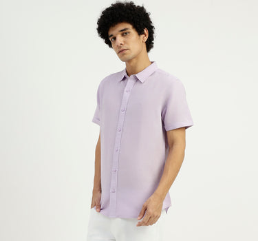 Slim Fit Spread Collar Solid Shirt