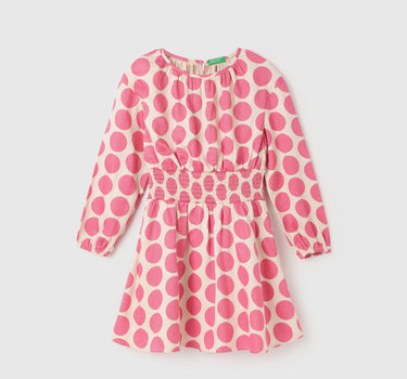 Girl's Regular Fit Round Neck Polka Dot Dresses