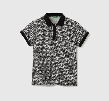 Regular Fit Polo Neck Printed T-Shirt