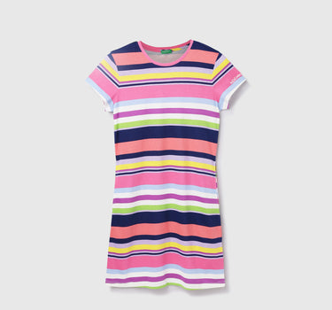 Cotton Striped Round Neck Women Dresses