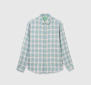 Men Checked Spread Collar Shirt