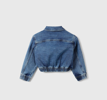 Girl's Regular Fit Elasticated Hem Denim Jacket