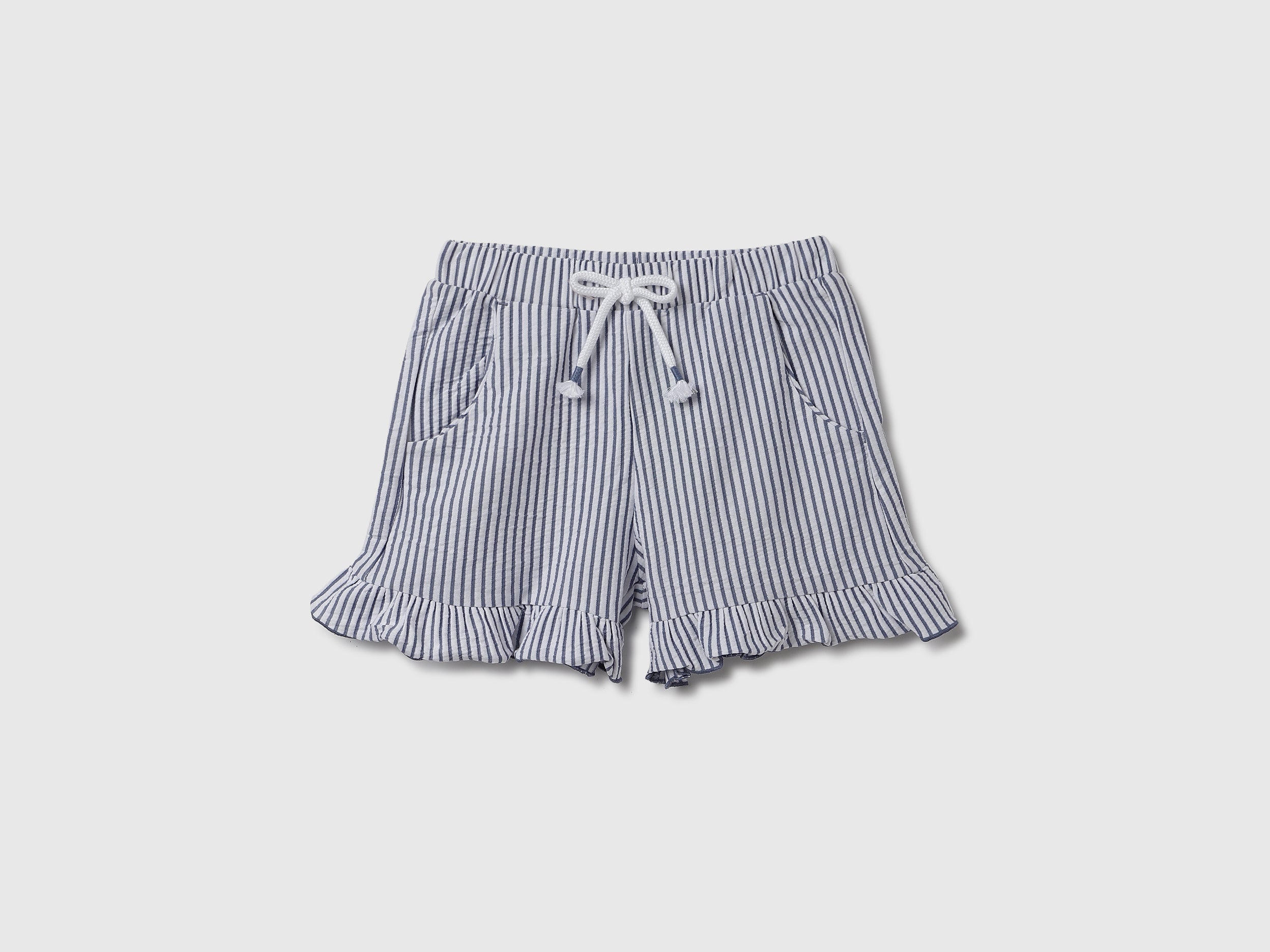 Striped & Ruffled Regular Fit Shorts