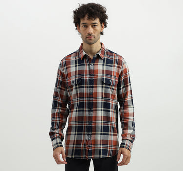 Regular Spread Collar Checkered Shirts