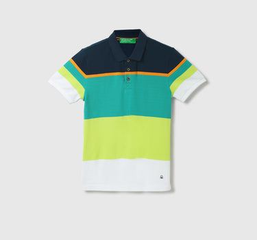 Men Colorblock Polo Collar T-Shirt