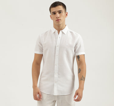 Slim Fit Spread Collar Solid Shirts